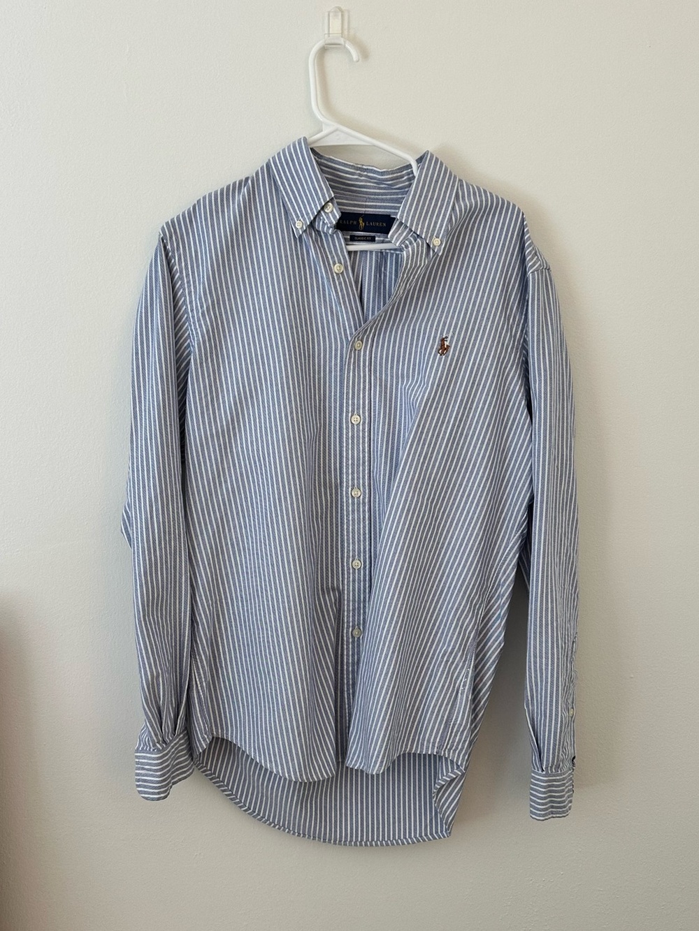 Ralph Lauren Light Blue and White Striped Button-Down Shirt